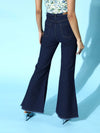 Navy Blue Front Slit Bell Bottom Jeans