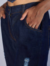 Women Blue Distress Straight Jeans-SFJEAN0557