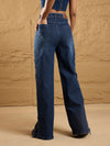 Women Blue Washed Side Dori Straight Fit Jeans-SFJEAN0563