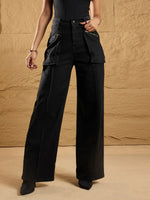 Women Black High Rise Straight Fit Jeans-SFJEAN0565