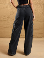 Women Black Washed Box Pockets Straight Fit Jeans-SFJEAN0578