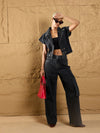 Women Black Washed Box Pockets Straight Fit Jeans-SFJEAN0578