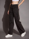 Women Black Wash Front Pocket Straight Fit Jeans-SFJEAN0579