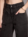 Women Black Wash Front Pocket Straight Fit Jeans-SFJEAN0579