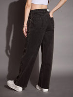 Women Black Wash Front Pocket Straight Fit Jeans-SFJEAN0579