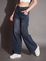 Women Blue Front Seam Straight Fit Jeans-SFJEAN0584