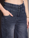 Women Blue Front Seam Straight Fit Jeans-SFJEAN0584