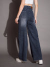 Women Blue Front Seam Straight Fit Jeans-SFJEAN0584