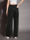 Women Black Wash Straight Fit Drawstring Jeans-SFJEAN0585