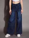 Women Blue Straight Fit Drawstring Jeans-SFJEAN0586