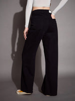 Women Black High Waist Wide Leg Jeans-SFJEAN0587