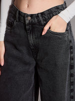 Women Black Low Waist Wide Leg Jeans-SFJEAN0591