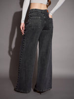 Women Black Low Waist Wide Leg Jeans-SFJEAN0591