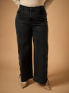 Women Black Wash Side Knot Straight Fit Jeans-SFJEAN0606