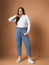 Women Ice Blue Denim Balloon Fit Jeans-SFJEAN0607