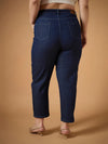 Women Navy Denim Balloon Fit Jeans-SFJEAN0608