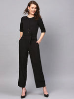 Women Solid Standard Black Jumpsuits & Sets