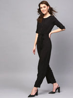 Women Solid Standard Black Jumpsuits & Sets