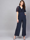 Women Solid Standard Navy Jumpsuits & Sets