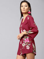 Women Printed Maroon Jumpsuits & Sets