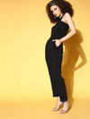 Women Solid Standard Black Jumpsuits & Sets