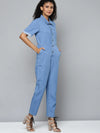 Women Solid Blue Jumpsuits & Sets