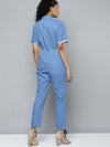 Women Solid Blue Jumpsuits & Sets