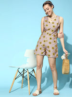 Women Printed Beige Jumpsuits & Sets