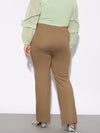 Women Beige Front Seam Straight Pants