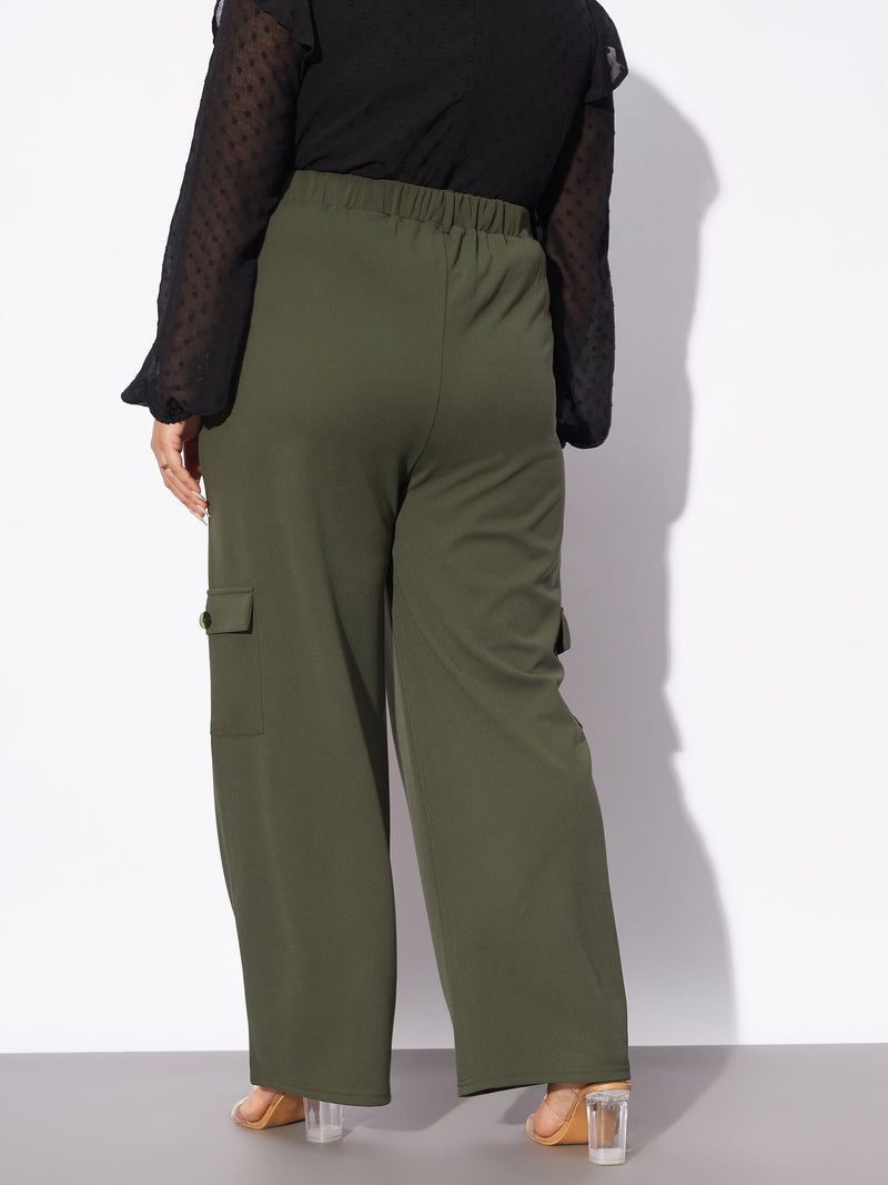 Women Olive Multi Pockets Cargo Pants