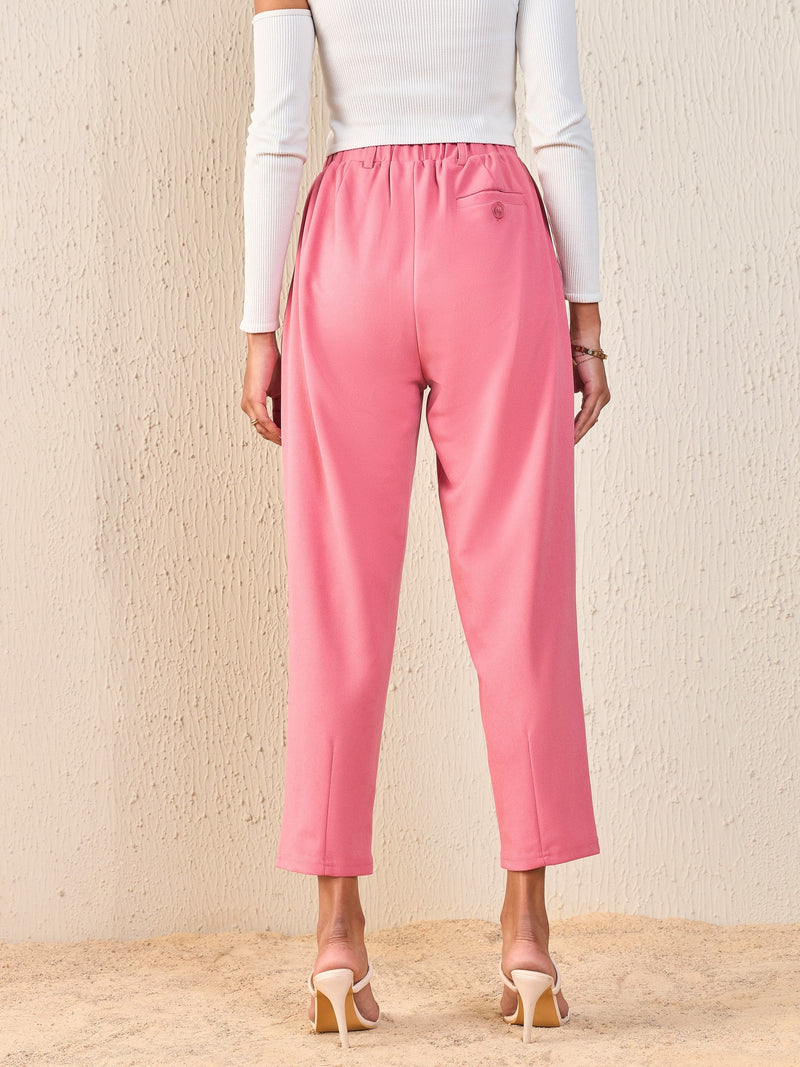 Women Pink Tapered Pants