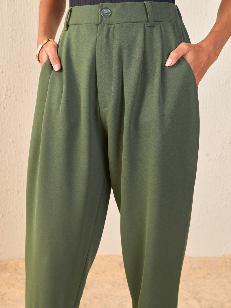 Women Olive Tapered Pants