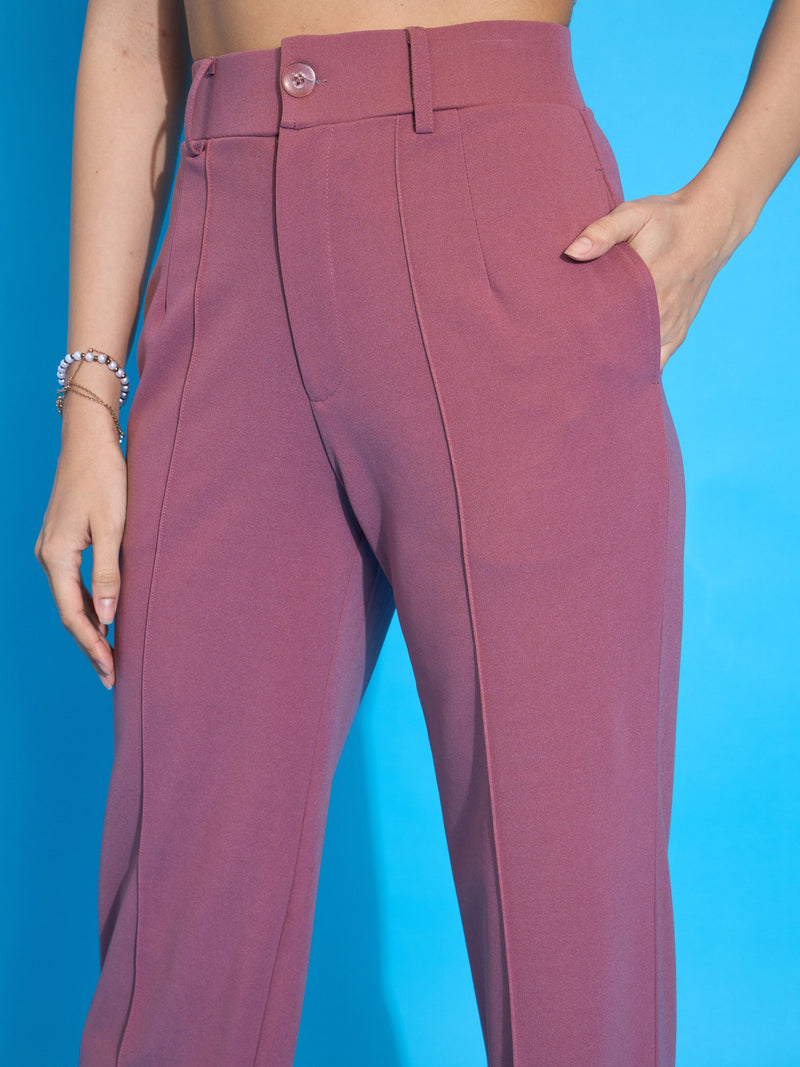 Women Pink Front Darted Pants