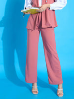 Women Pink Pleated Straight Pants
