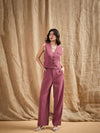 Women Dark Pink Straight Fit Side Tape Pants-SFPANT50844