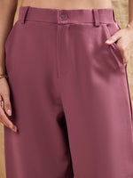 Women Dark Pink Straight Fit Side Tape Pants-SFPANT50844