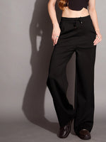 Women Black Relaxed Fit Track Pants-SFPANT50880