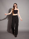 Women Black Relaxed Fit Track Pants-SFPANT50880