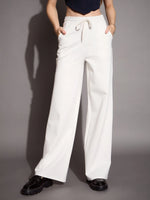 Women White Relaxed Fit Track Pants-SFPANT50881