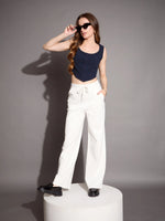 Women White Relaxed Fit Track Pants-SFPANT50881