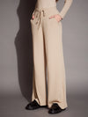 Women Beige Rib Drawstring Pants-SFPANT50884