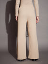 Women Beige Rib Drawstring Pants-SFPANT50884