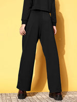 Women Black Terry Line Art Track Pants-SFPANT50960