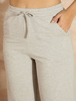 Women Grey Melange Terry Track Pants-SFPANT50963