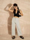 Women Grey Melange Terry Track Pants-SFPANT50963