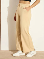 Women Beige Terry Track Pants-SFPANT50964