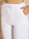 Women White Terry Track Pants-SFPANT50965