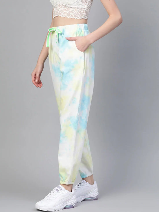 Yellow & Blue Tie-Dye Twill Jogger