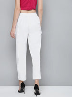 White Big Pockets Twill Pants