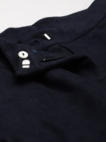 Navy Suede Button Hem Pants